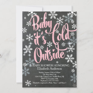 Baby Det är Kall Chalkboard Rosa Girls Baby Shower Inbjudningar