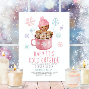 Baby Det är Kall Cookies & Cocoa Girl Baby Shower Inbjudningar