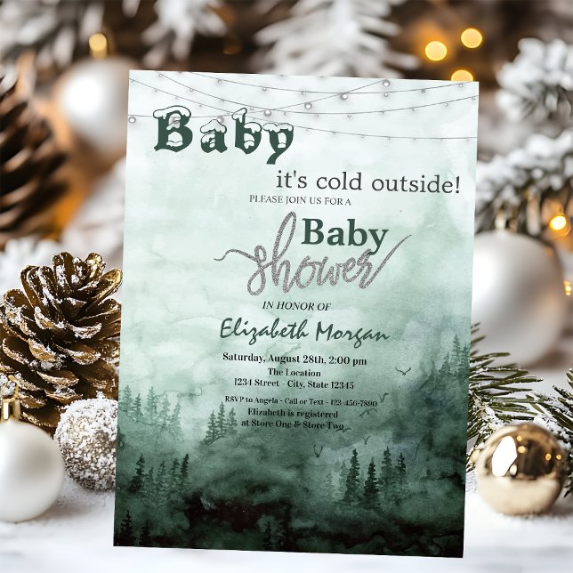 Baby Det är Kall Gräs Träd Forest Baby Shower Inbjudningar (Skapare uppladdad)