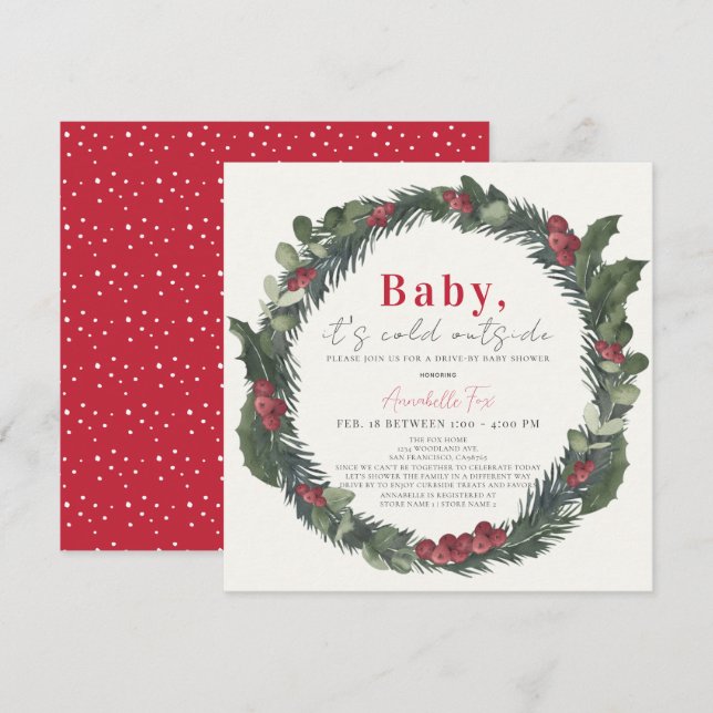 Baby Det är Kall Helgdag-utandning med babykläder Inbjudningar (Fram/baksida)