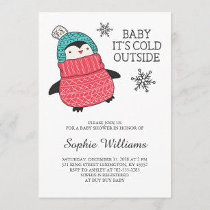 Baby Det är Kall Outisde Winter Baby Shower Inbjudningar
