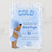 Baby Det är Kall Snowflake Blue Ethnic Boy Shower