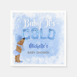 Baby Det är Kall Snowflake Blue Ethnic Boy Shower Pappersservett