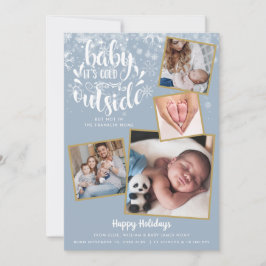 Baby Det är Kall utanför 4 Foto Helgdag Boy Birth Meddelande