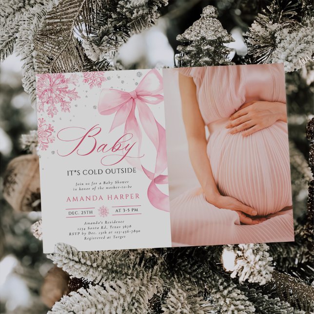 Baby Det är Kall utanför babyfoto för vinter-babys Inbjudningar (Skapare uppladdad)