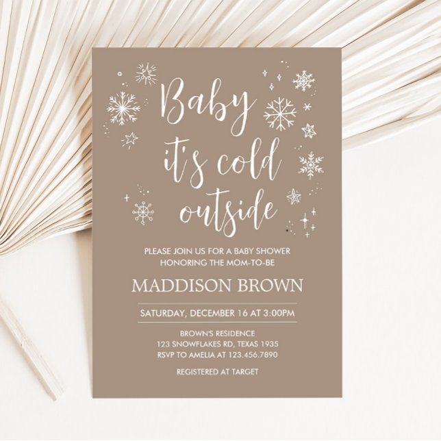 Baby Det är Kall utanför babyskabinett Inbjudningar (Winter Minimalist Snowflake Baby Shower Invitation)