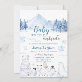 Baby Det är Kall utanför babyskabinett Inbjudningar