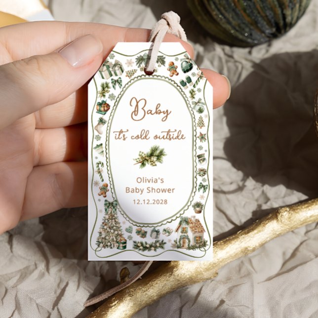 Baby Det är Kall utanför babyskabusen Tack Presentetikett (Skapare uppladdad)