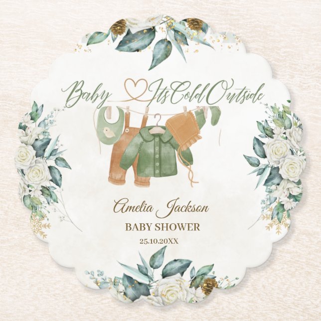 Baby Det är Kall utanför babyutlösarens inbjudan Underlägg Papper (Framsida)