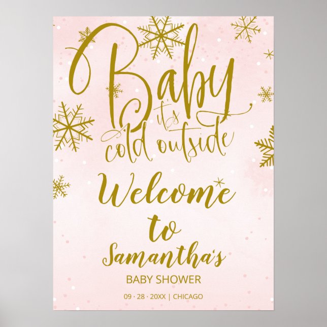 Baby Det är Kall utanför babyvisningsskylten Välko Poster (Framsidan)