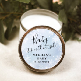 Baby Det är Kall utanför Blue Baby Shower Favor Runt Klistermärke