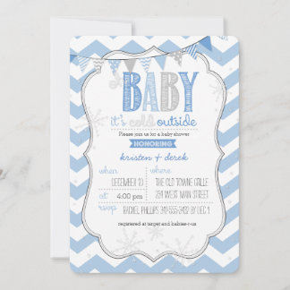 Baby Det är Kall utanför Blue Baby Shower Inbjudan