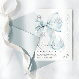 Baby Det är Kall utanför Blue Bow Baby Shower Inbjudningar