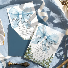 Baby Det är Kall utanför Blue Bow Winter Baby Show Inbjudningar