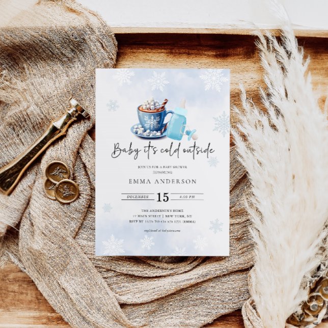 Baby Det är Kall utanför Blue Boy Baby Shower Inbjudningar (Skapare uppladdad)