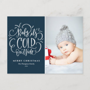 Baby Det är Kall utanför Blue God jul Photo Helg Vykort