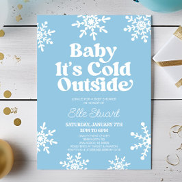 Baby Det är Kall utanför Blue Snowflake Baby Showe Inbjudningar