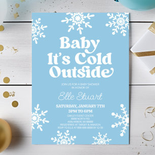 Baby Det är Kall utanför Blue Snowflake Baby Showe Inbjudningar