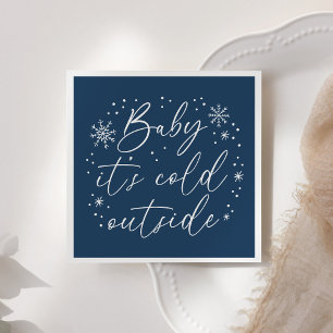 Baby Det är Kall utanför Blue Snowflake Baby Showe Pappersservett