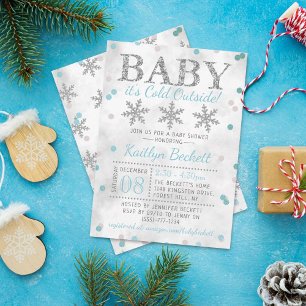 Baby Det är Kall utanför Boys Winter Baby Shower Inbjudningar