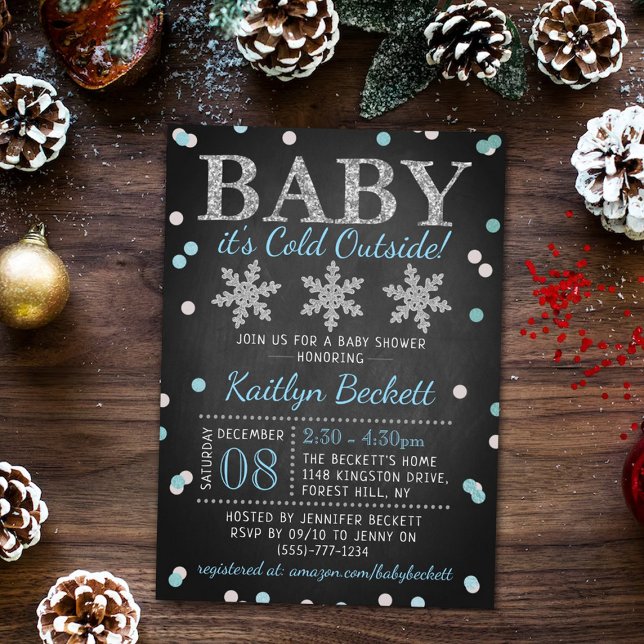 Baby Det är Kall utanför Boys Winter Baby Shower Inbjudningar (Skapare uppladdad)