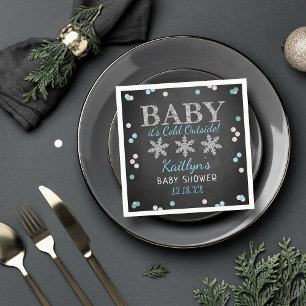 Baby Det är Kall utanför Boys Winter Baby Shower Pappersservett
