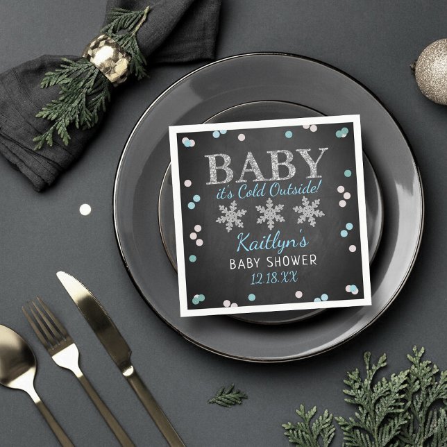 Baby Det är Kall utanför Boys Winter Baby Shower Pappersservett (Skapare uppladdad)