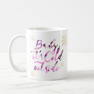 Baby Det är Kall utanför Chicens Rosa Vattenfärgsk Kaffemugg