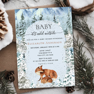 Baby Det är Kall utanför Cute Foxes Baby Shower Inbjudningar