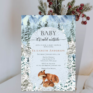 Baby Det är Kall utanför Cute Foxes Baby Shower Inbjudningar
