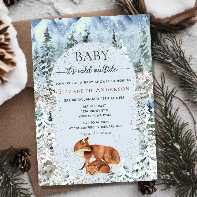 Baby Det är Kall utanför Cute Foxes Baby Shower Inbjudningar (Skapare uppladdad)