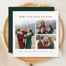Baby Det är Kall utanför familjen 3 Fotojul Julkort