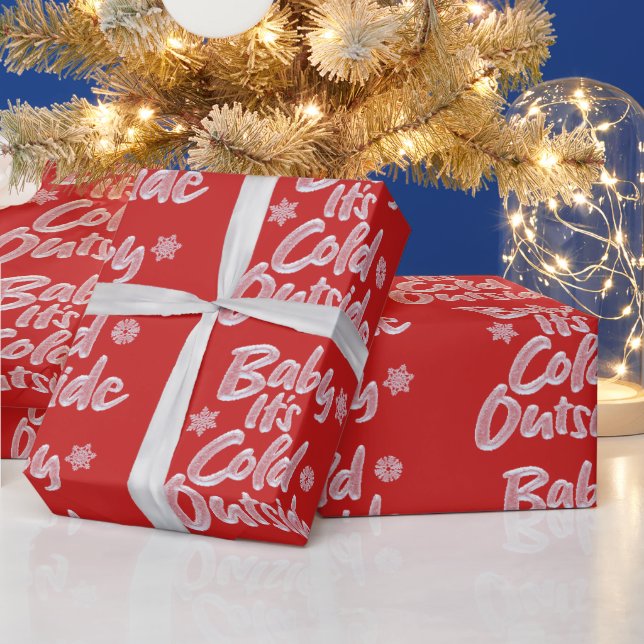 Baby Det är Kall utanför Fryst julröd Presentpapper (Helgdagar)
