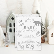 Baby Det är Kall utanför Grått Ski Baby Shower
