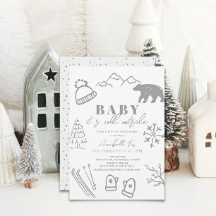 Baby Det är Kall utanför Grått Ski Baby Shower Inbjudningar