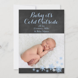 Baby Det är Kall utanför Helgdag fotokort i blått Julkort