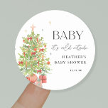 Baby Det är Kall utanför julbabyskaren Runt Klistermärke<br><div class="desc">Baby Det är Kall utanför julklappens favoritstift</div>