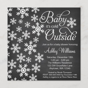 Baby Det är Kall utanför kalkbrädets babyskor Inbjudningar