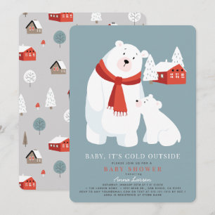 Baby Det är Kall utanför Polarna Bear Baby Shower Inbjudningar