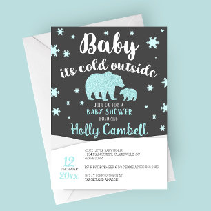 Baby Det är Kall utanför Polarna Bear Baby Shower Inbjudningar