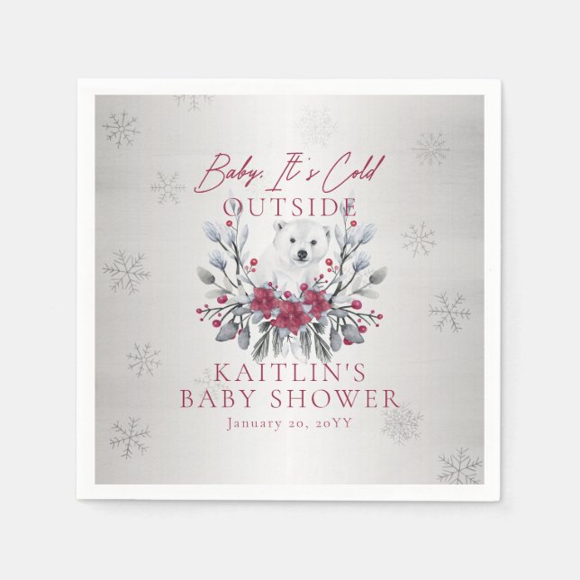 Baby Det är Kall utanför Polarna Bear Baby Shower Pappersservett (Framsidan)
