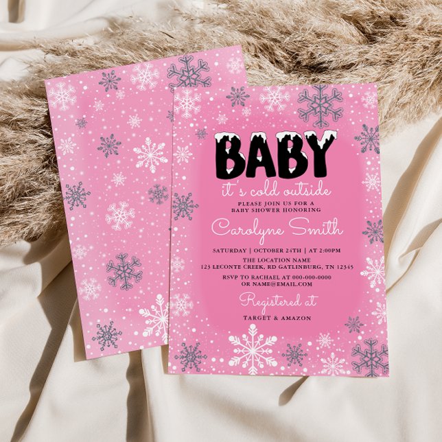 Baby Det är Kall utanför Rosa Baby Shower Inbjudningar (Skapare uppladdad)