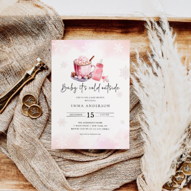 Baby Det är Kall utanför Rosa Baby Shower Inbjudningar (Skapare uppladdad)