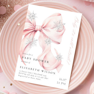 Baby Det är Kall utanför Rosa Bow Baby Shower Inbjudningar