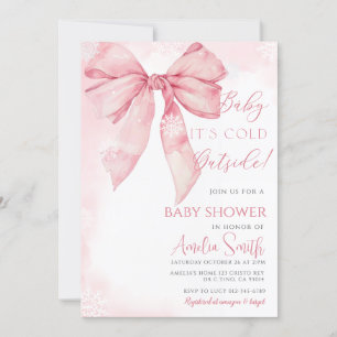 Baby Det är Kall utanför Rosa Bow Girl Baby Shower Inbjudningar