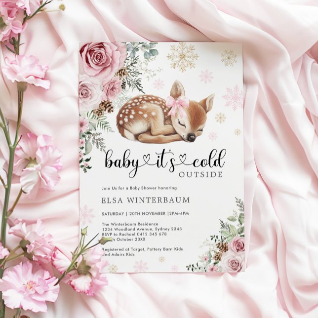 Baby Det är Kall utanför Rosa Guld Babyskåda utanf Inbjudningar (Skapare uppladdad)