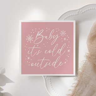 Baby Det är Kall utanför Rosa Snowflake Baby Showe Pappersservett