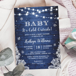 Baby Det är Kall utanför Rustic Blue Baby Shower Inbjudningar