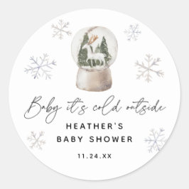 Baby Det är Kall utanför Snö Globe Baby Shower Runt Klistermärke
