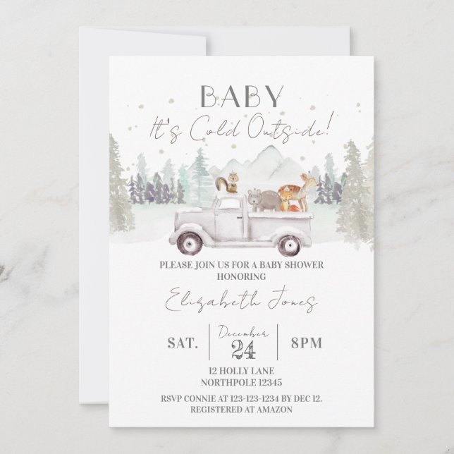 Baby Det är Kall utanför, Vinterbabyskor Inbjudningar (Framsida)